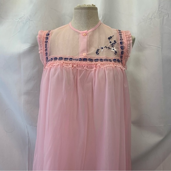 Vintage Floor Length Embroidered and Lace Nightgown - Picture 1 of 7